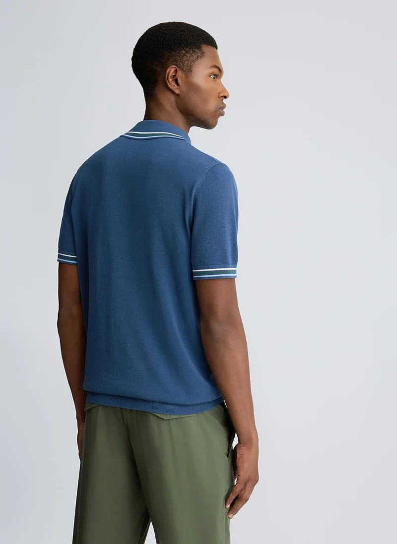 ليو جو Blue Knit Polo Shirt