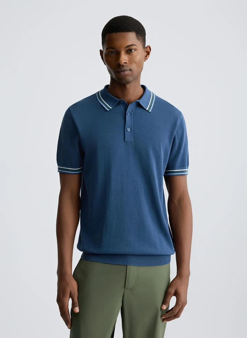 ليو جو Blue Knit Polo Shirt