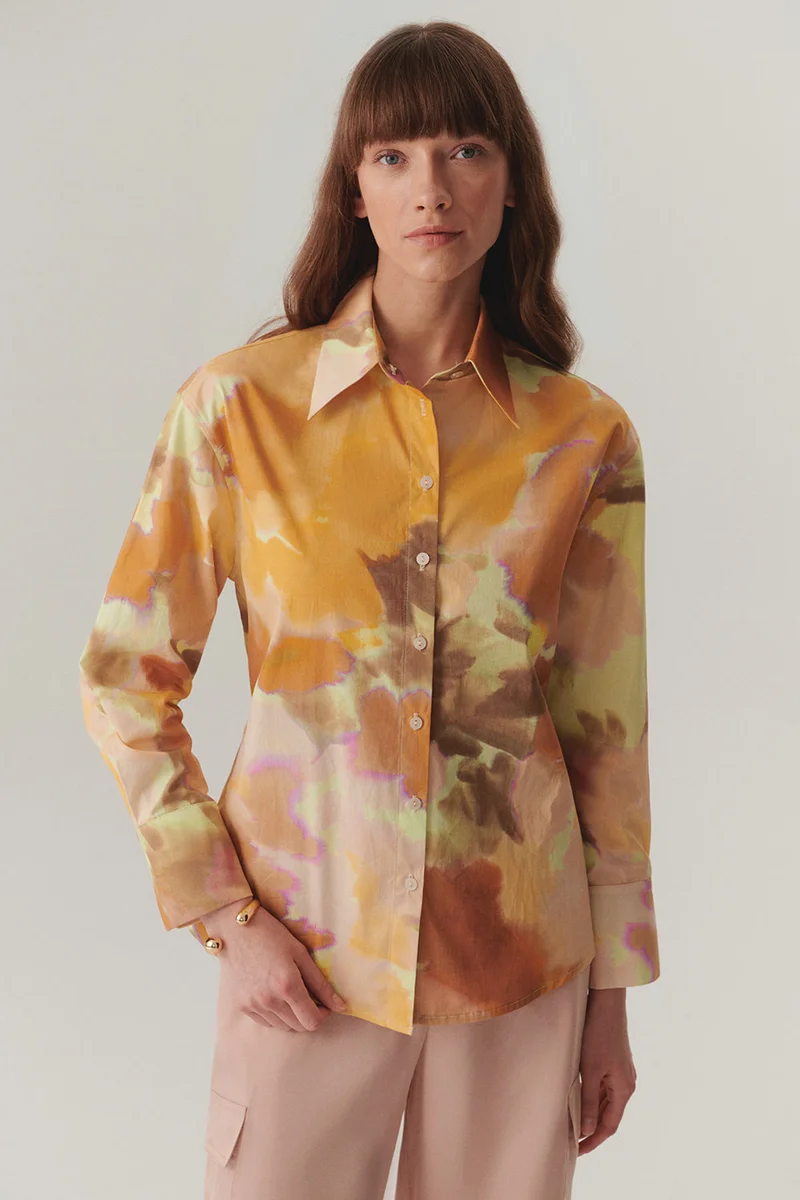 Exquise Long-sleeved, regular-fit cotton shirt with abstract pattern.