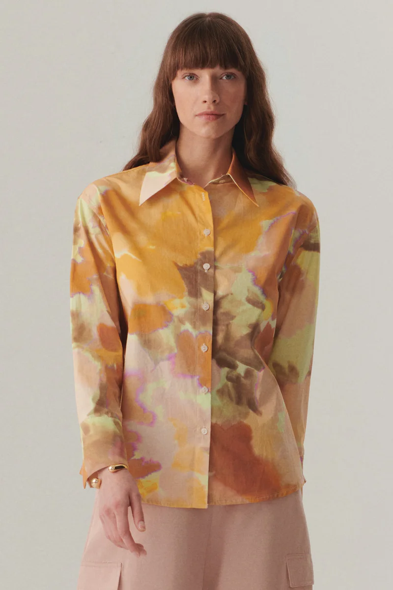 Exquise Long-sleeved, regular-fit cotton shirt with abstract pattern.