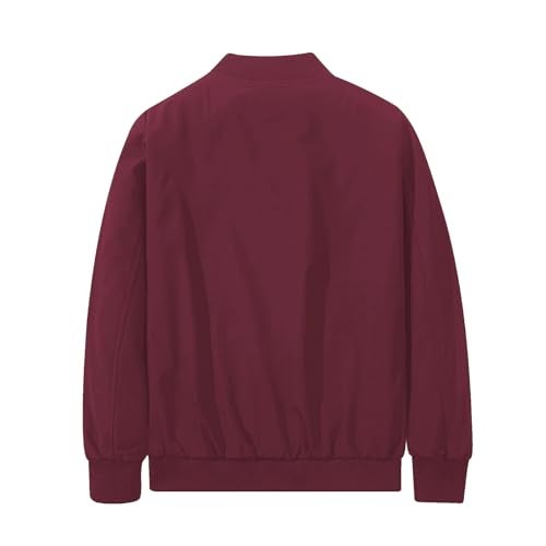 XiaoYouYu Men's Bomber Jacket Fashion Stylish Lightweight Windbreaker Spring Fall Casual Jackets for Men Red Large - Image 2
