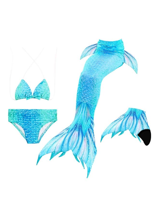 NIBEMINENT 4-Piece Mermaid Swimming Costume Set 130cm - Image 1