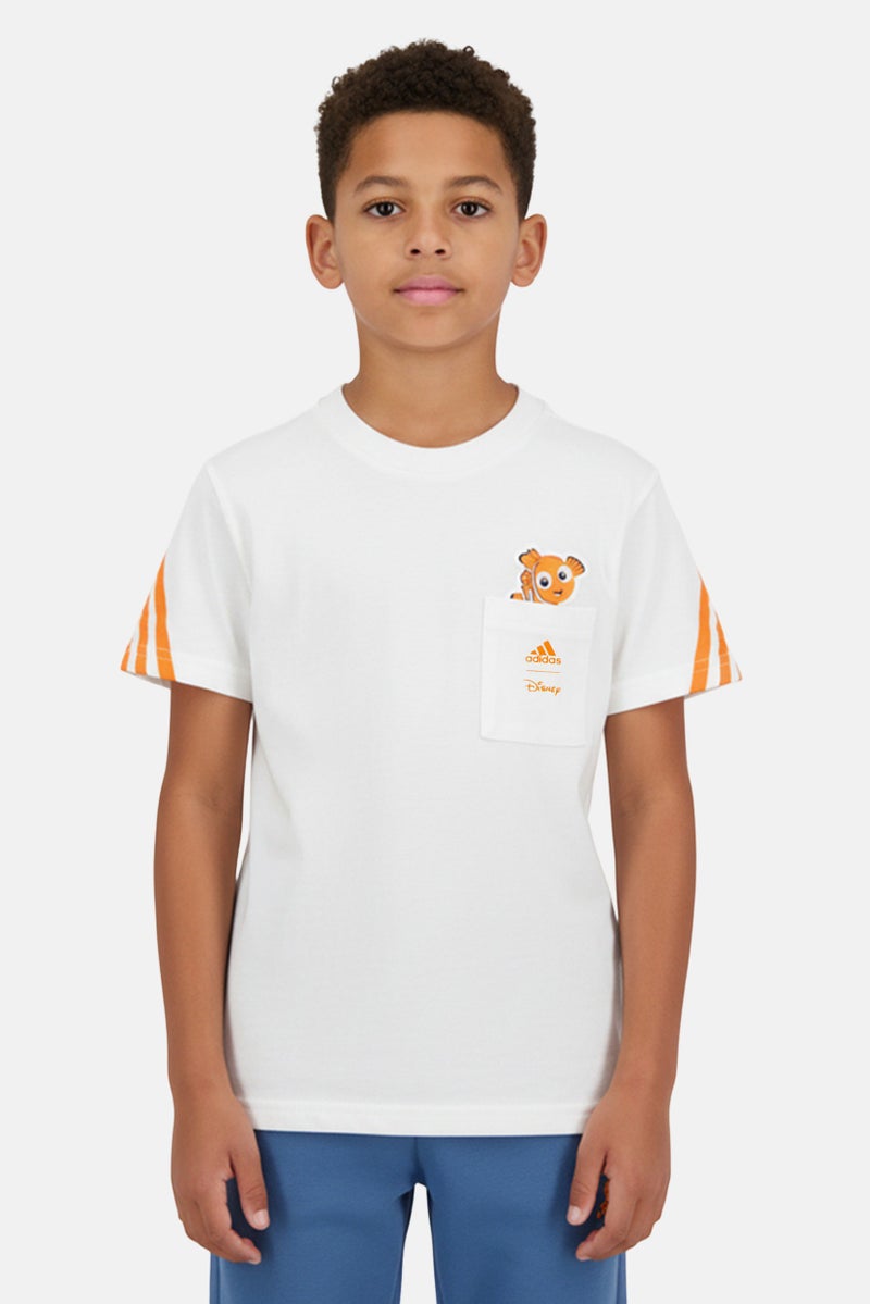 Adidas X Disney Kids Boy Graphic Print Short Sleeve Outdoor T-Shirt, White - Image 1