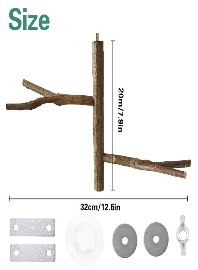 SnowTing Shower Perch Platform with Suction Cups for Bird, Small and Medium Bird Parrot Parakeet African Grey Window Wall Bath Stand Wood Window Perch (Two-Y-Type) - Image 2