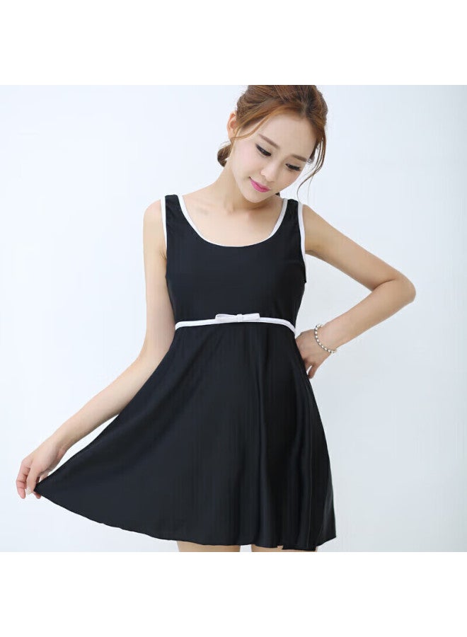 Skin-friendly Yifu Maternity Swimsuit Women Plus Size Cover Belly Conservative Slimming One-piece Dress-style Mom Swimming Suit Black 4XL - Image 5