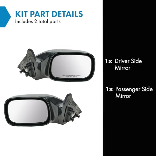 TRQ 2 Piece Driver and Passenger Side Mirror Assembly Set Electric Adjustment Non-Heated No Memory Black Compatible with 2005-2010 Toyota Avalon XL Without Nav TO1320225 TO1320235 TO1321225 TO1321235 - Image 2