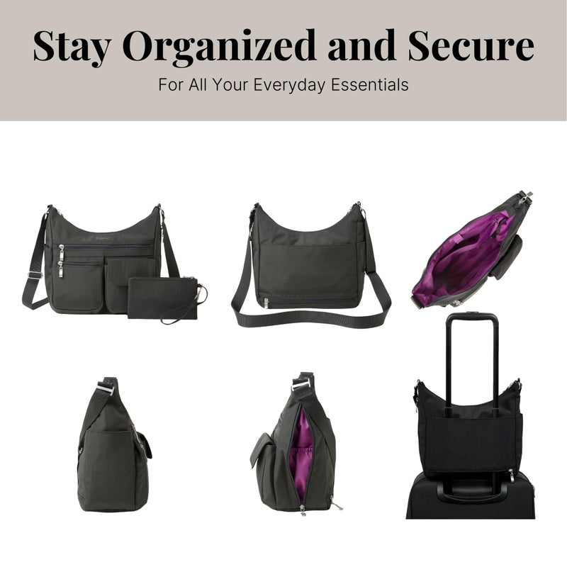 Baggallini حقيبة باغاليني إيفريوير - حقيبة هوبو كروس بودي للنساء مع حزام معصم مزود بتقنية RFID - حقيبة سفر مقاومة للماء - Image 5