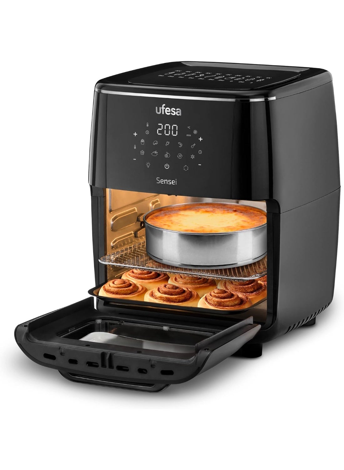 UFESA Airfryer Oil Free AirFryer 12L, 10 Programs, 1700W, Timer,Temperature 200ºC,6 Accessories Included, BPA Free, Front Window,360º high speed air circulation technology