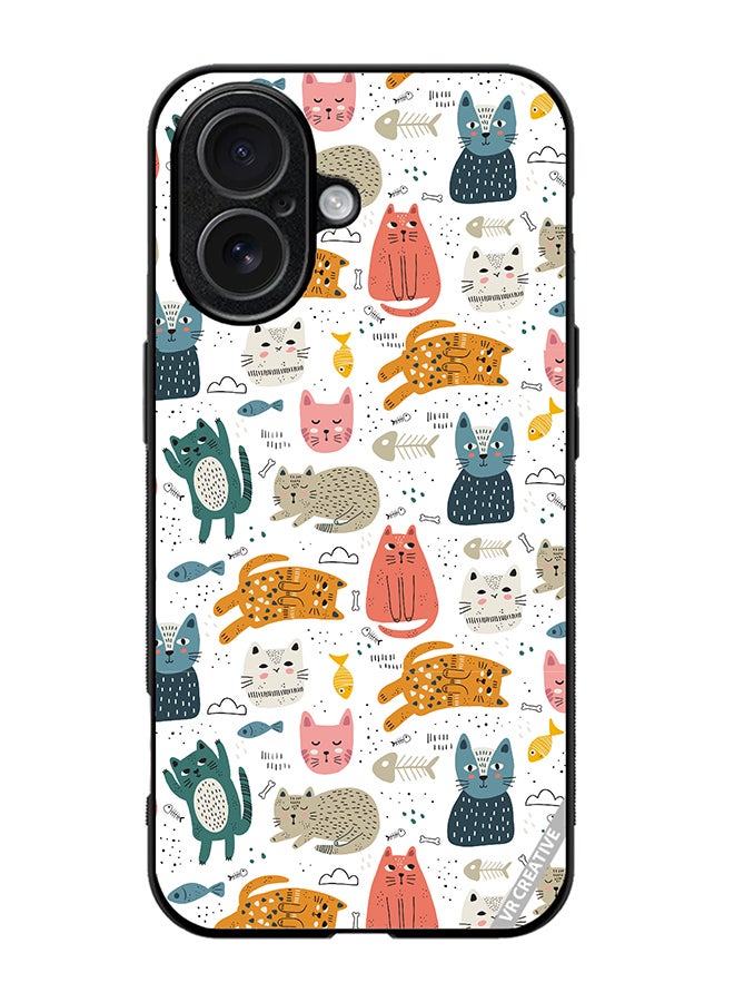VR CREATIVE Protective Case Cover For Apple iPhone 17 Chilling Cat Pattern Design Multicolour