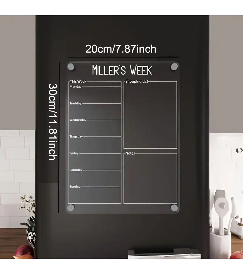 2D Flat Acrylic Weekly Transparent Wall Calendar Home Office Organization Simple Time Management - Image 3
