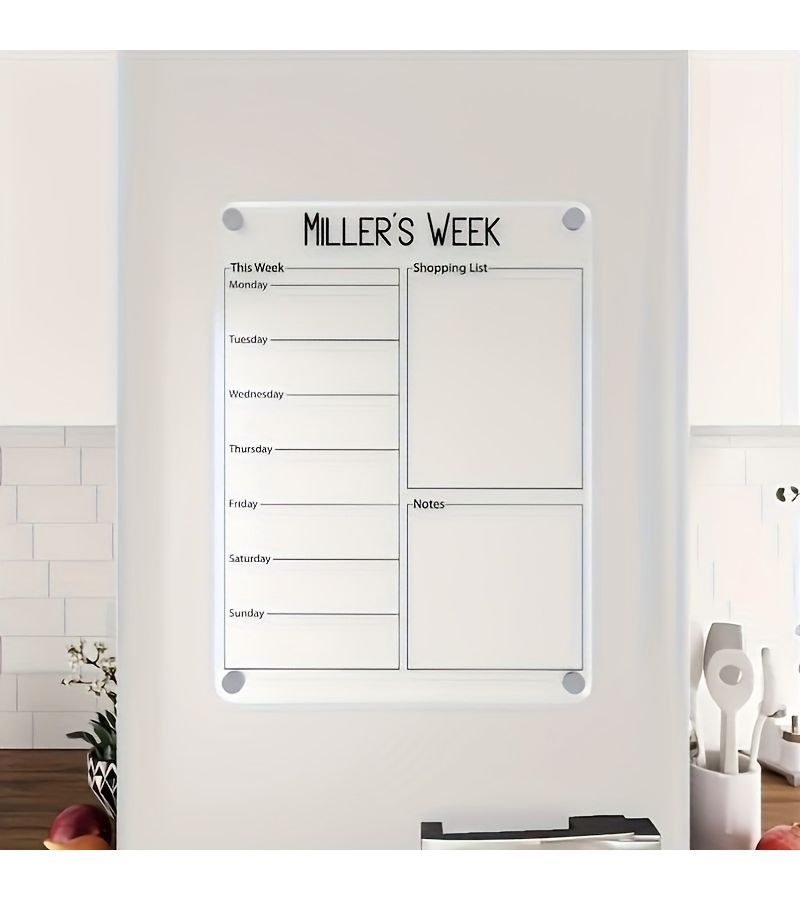 2D Flat Acrylic Weekly Transparent Wall Calendar Home Office Organization Simple Time Management - Image 1