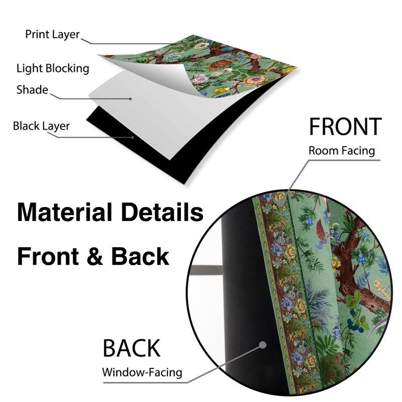 HMS Happy Memories Rod Pocket Door Curtains Thermal Insulated Room Darkening Curtains Blackout Floral Style Drapes Window Curtain 1 Panel for Living Room Bedroom Kitchen(Green Tree of Live 52" x 84") - Image 5