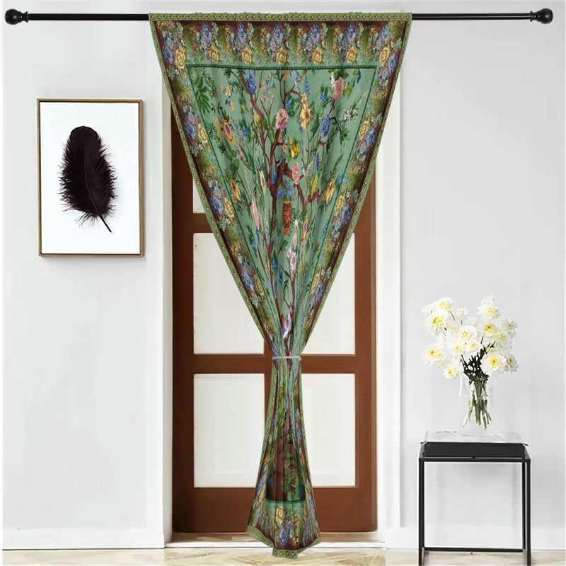 HMS Happy Memories Rod Pocket Door Curtains Thermal Insulated Room Darkening Curtains Blackout Floral Style Drapes Window Curtain 1 Panel for Living Room Bedroom Kitchen(Green Tree of Live 52" x 84") - Image 3