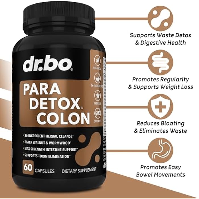 dr.bo Colon Cleanse Pills Body Detox - Intestinal Guard Cleanser for Stomach - Natural Weight Flush Cleaner Supplement Complex, Women Men Kids, Herbal Wormwood Black Walnut Clove - Gut Loss Health Capsules - Image 2