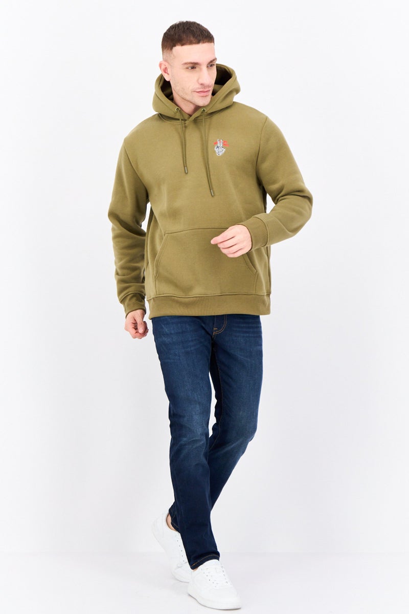MEMBERS ONLY Men Hooded Embroidered Logo Long Sleeves Sweatshirt, Olive - Image 4
