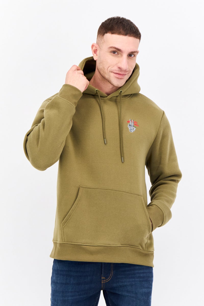 MEMBERS ONLY Men Hooded Embroidered Logo Long Sleeves Sweatshirt, Olive - Image 1