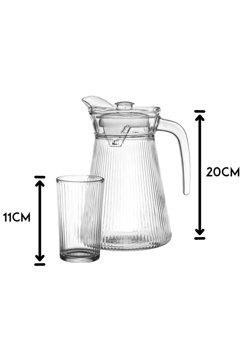 Green Apple A set of glass jars and cups, 5 pieces, 1 jar with a lid + 4 glasses  - Image 3