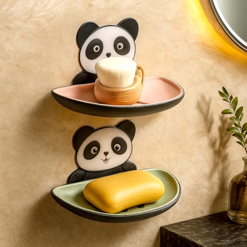 UB Unity Brand Unity Brand Panda Soap Box 2 Pack Soap Holder for Bathroom, Soap Dish, Soap Stand for Bathroom, Soap Holder for Wall, Soap Case for Kitchen, Bathroom Accessories, Kitchen Items, Plastic (UB_Holder_A) - Image 1