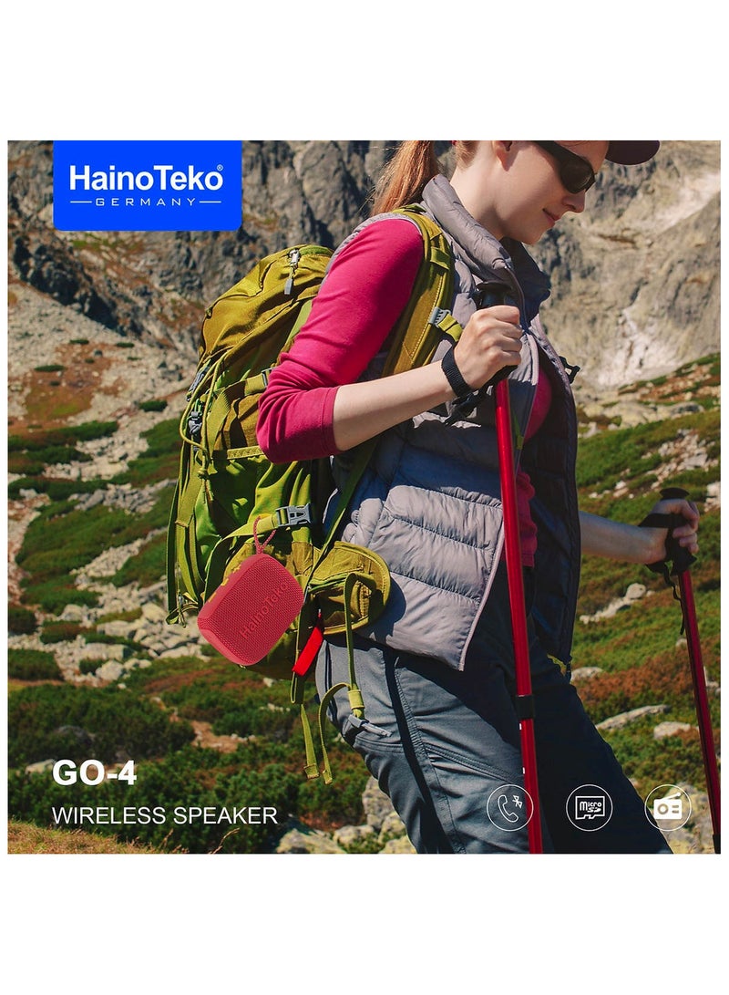 Haino Teko Haino Teko Germany GO 4 Portable Mini Bluetooth Wireless Speaker For Indoor and Outdoor Red  - Image 3