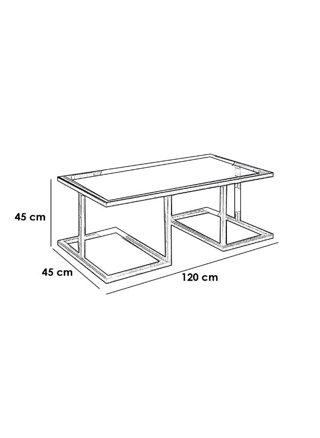 هومزمارت طاولة قهوة معدن وزجاج اسود - 120×45×45 سم  - Image 2