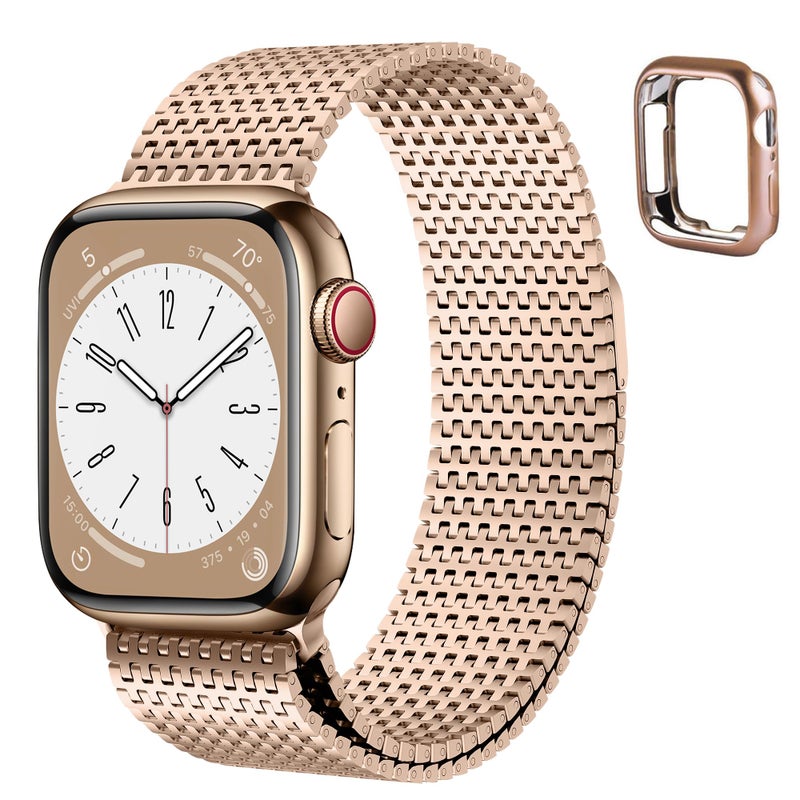 Fullmosa Stainless Steel Mesh Loop Magnetic Strap with TPU Case Compatible with Apple Watch Ultra/Series 9/8/7/6/5/4/3/2/1/SE, 49/45/44/42/41/40/38mm - Image 1