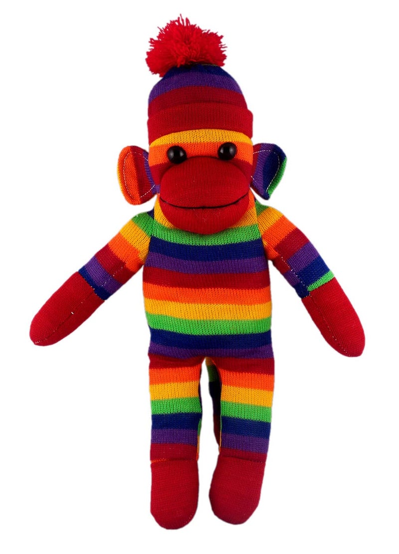 Plushland Adorable Sock Monkey The Original Traditional Hand Knitted Stuffed Animal Toy Giftfor Kids Babies Teens Girls and Boys Baby Doll Present Puppet 16 Rainbow - Image 3