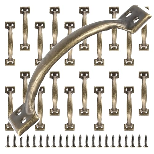 MOUYAT 20 PCS 6 Inch Bronze Rustic Iron Gate Handles with Mounting Screws Cabinet Drawer Barn Door Pull Handle - Image 1