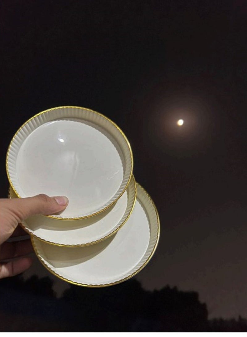 طقم اطباق 3 ق اكريلك مدور الوان حرف دهب  - Image 1