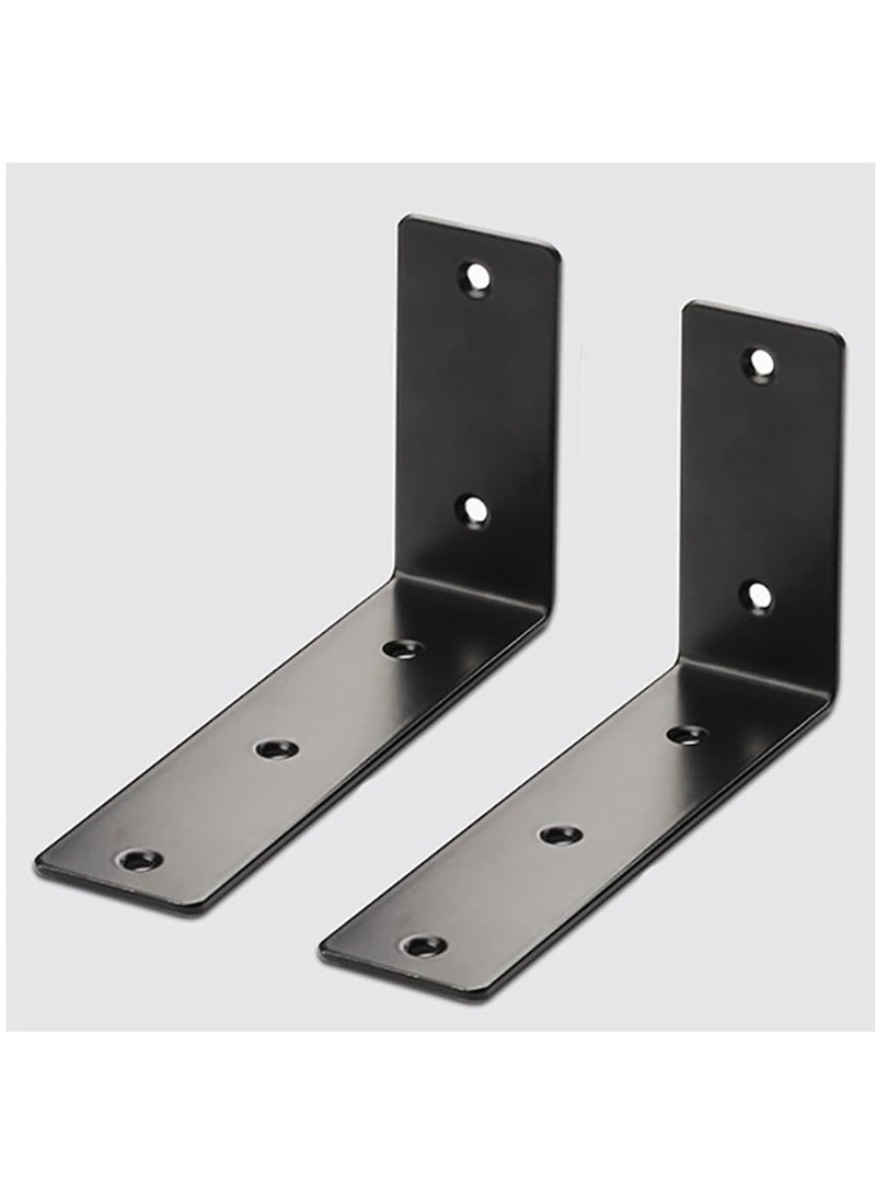 Rubik Shelf Brackets 9 inch - 2pcs L Shaped 90-Degree Right Angle Heavy Duty Corner Brace Joint Brackets for Table Bench Space Saving DIY - Black  - Image 1