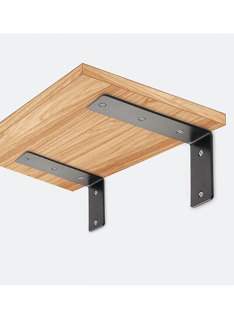 Rubik Shelf Brackets 9 inch - 2pcs L Shaped 90-Degree Right Angle Heavy Duty Corner Brace Joint Brackets for Table Bench Space Saving DIY - Black  - Image 2