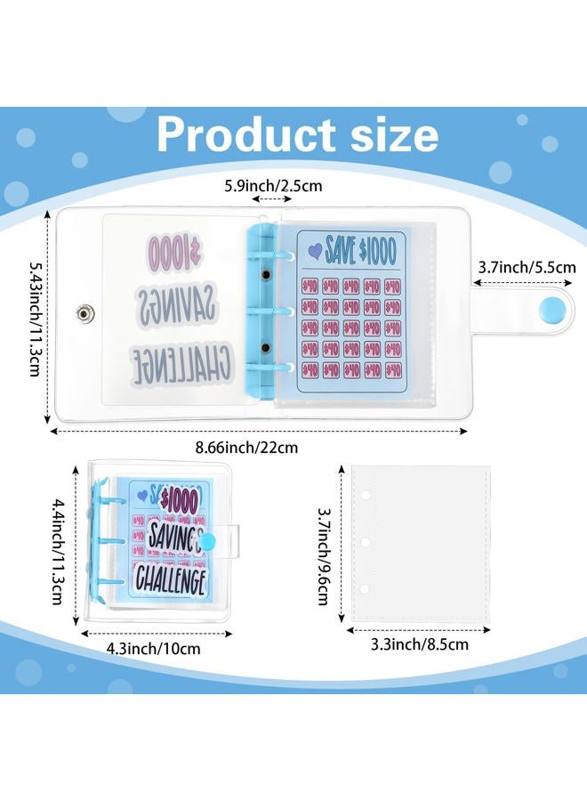 Noveread 2 Pcs 1000 Dollar Saving Challenge, Little Bitty Bucks 500 Savings Book, Mini Binder with Cash Envelopes, Cash Binder for Budgeting Reusable Budget Book (Pink and Blue) - Image 3