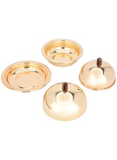 Alsaif Alif Serving Trays Set With Dates Steel 3 Pieces Gold  - Image 3
