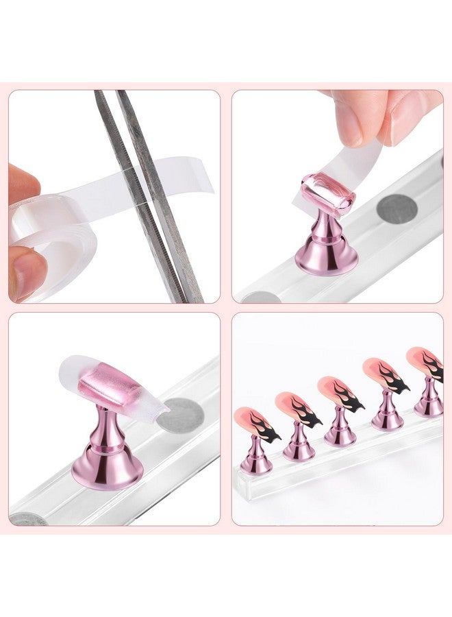 Etercycle Nail Stand Acrylic Nail Art Display Stand Practice Nail Holder for Painting Nails Magnetic Practice Stands with Double-sided Tape For Home DIY Salon Supplies (Pink) - Image 4