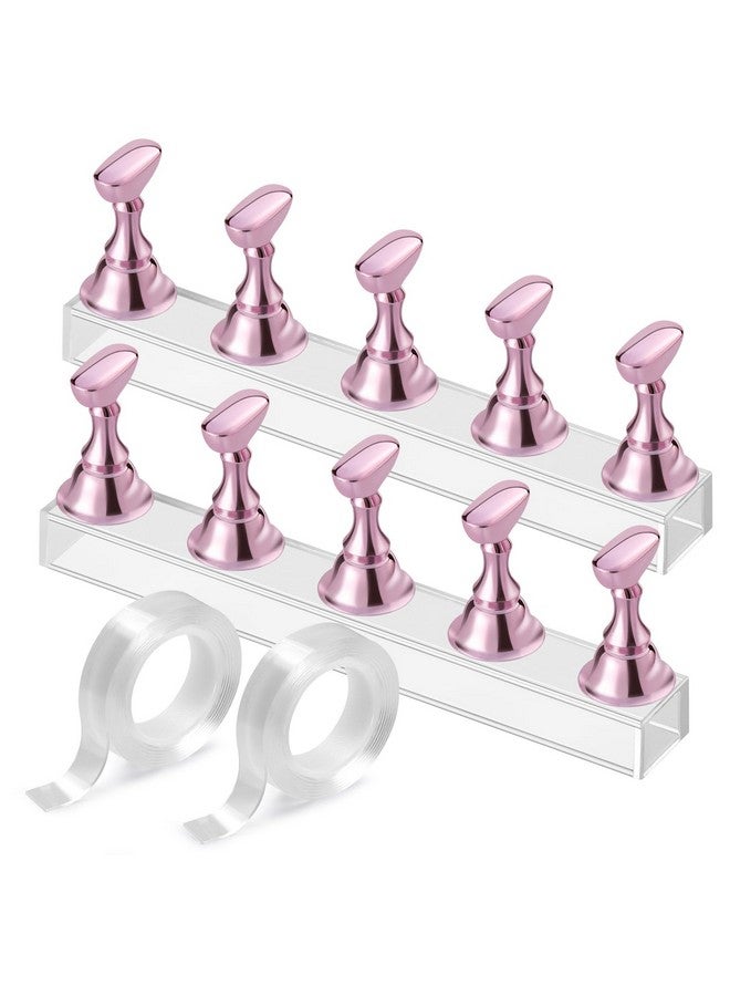 Etercycle Nail Stand Acrylic Nail Art Display Stand Practice Nail Holder for Painting Nails Magnetic Practice Stands with Double-sided Tape For Home DIY Salon Supplies (Pink) - Image 1