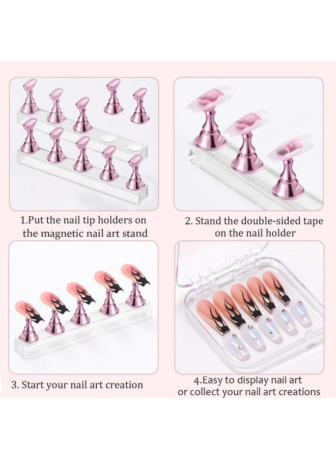 Etercycle Nail Stand Acrylic Nail Art Display Stand Practice Nail Holder for Painting Nails Magnetic Practice Stands with Double-sided Tape For Home DIY Salon Supplies (Pink) - Image 3