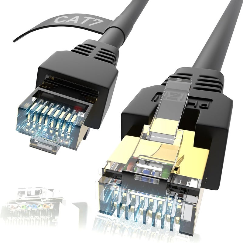 Phizli Cat7 Ethernet Cable 150ft, Cat7 3Ft 15Ft 25Ft 50Ft 100Ft 125Ft 150Ft 175Ft 200Ft 225Ft 300Ft 330Ft 400Ft Buried-able Network Cord 10 Gigabit 600MHz (SFTP) RJ45 LAN for Router, Gaming - Image 1