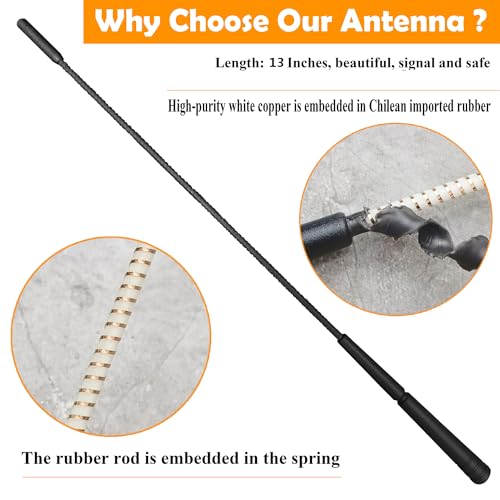 RooFox 13 Inch Replacement Antenna Mast for Hummer H2 (2003-2009), Hummer H3 H3T (2006-2010), Hummer H2 H3 H3T Antenna, Flexible Rubber Antenna - Image 2