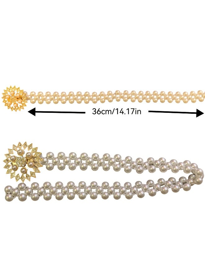 Goolsky 2pcs Elegant Sunflower Curtain Tiebacks with Adjustable Faux Pearls - Golden Finish, Luxurious Home Decor for Living Room and Bedroom - Image 3