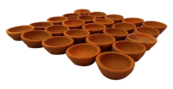 RV CRAFTS ECO HAAT CLAYTERRACOTTA TRADITIONAL HANDMADE DECORATIVE DIWALI DIYAOIL LAMP RANDOM DIYAS SET OF 21