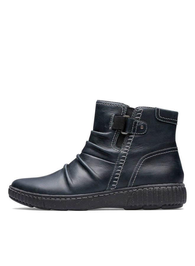 Women's Caroline Orchid Ankle Boot, Black Leather, 38.5 EU