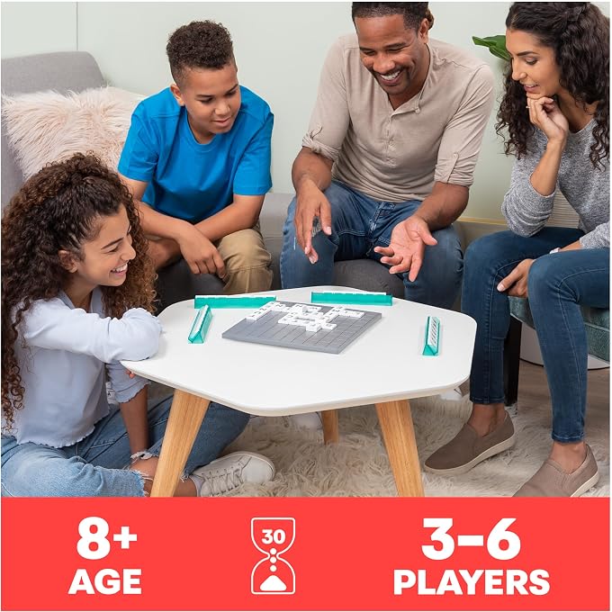Spin Master Games , Upwords, The Stackable Word Game: 2023 Edition, Includes Rotating Board & Letter Tiles, Classic Crossword Activity for Kids & Family, 3-6 Players, for Ages 8+ - Image 2