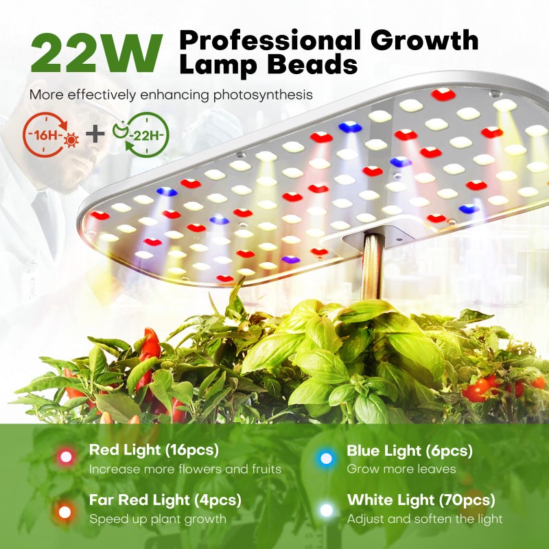 Ahopegarden Hydroponics Growing System Kit Indoor Herb Garden with Grow Light 12 Pods, with LCD Touch Panel Hydroponic Planter, Planting Height Up to 17", Grower Harvest Fresh Veggie Lettuce, White - Image 2
