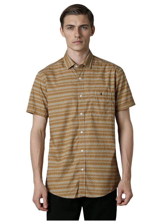 LOUIS PHILIPPE - Louis Philippe Men's Slim Fit Shirt (LRSHNSLB986959_Brown - Image 1