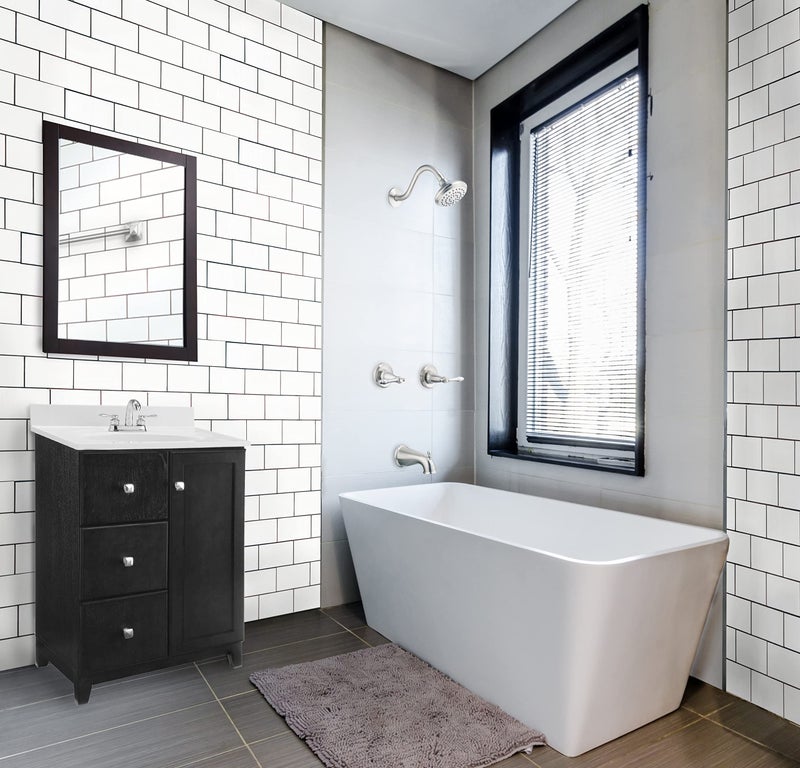 Design House مجموعة تجهيزات الحمام والدش أوكمونت مع صمام، مقبض مزدوج، رأس دش عالي الضغط، موفر للمياه، نيكل ساتان، معتمد من WaterSense - تصميم هاوس، 523480 - Image 5