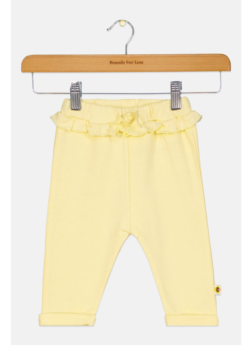 Cheekee Munkee - Toddlers Girl Plain Pants, Yellow - Image 1