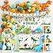 THAWAY One a Saurus Birthday Decorations 105Pcs Dinosaur 1st Birthday Party Supplies for Boy Dinosaur Balloon Garland Balloon Box Backdrop Monthly Photo Highchair Banner Tablecloth Cake Topper Hat Poster - Image 3