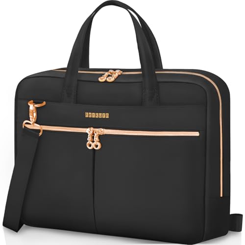 Ferkurn Laptop Bag Case 17 17.3 Inch Women Men Computer Bag Compatible with HP Envy Pavilion Omen/LG Gram/MSI/Dell XPS/Thinkpad/TUF Vivobook/Acer, Shoulder Strap Messenger Briefcase, Black - Image 1