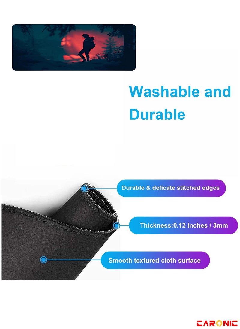 CARONIC - Large Gaming Mouse Pad with Superior Micro Weave Cloth Extended Desk Mousepad with Stitched Edges Non-Slip Base Water Resist Keyboard Pad For Gamer And Office Home TLO 192 - Image 1