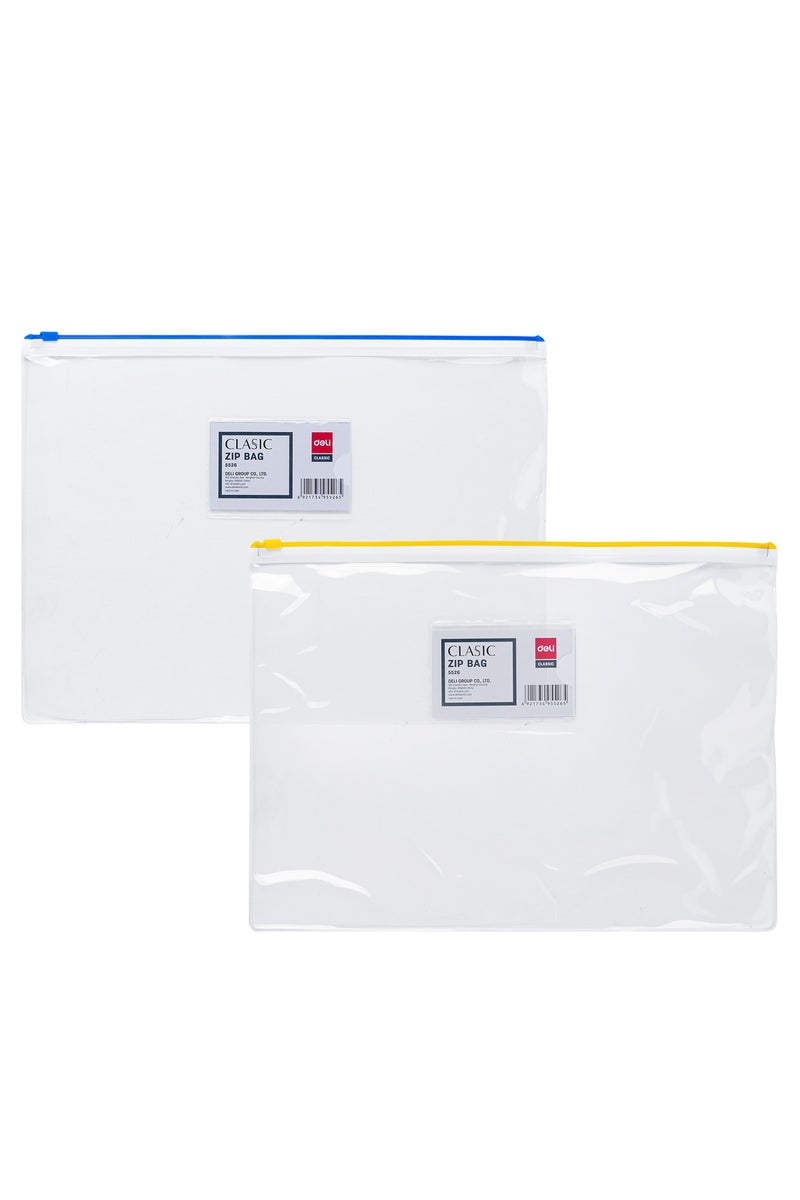 Deli E5526 A4 PVC Zip Bag - Durable & Transparent with Business Card Holder - Image 1