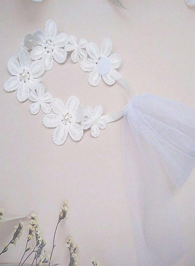 SYGA Baby Girl's Flower Headband Soft & Stretchable Fabric Hairband for Infants, Toddlers, Little Princesses (0-3 Years White) - Image 5